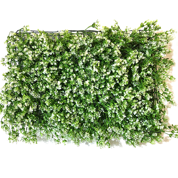 Non UV Artificial Green Leaves Vertical Garden Mat with Green and White shade (40 X 60 cm)