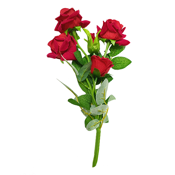 Artificial Red Rose Flower with 4 Heads (35 cm) - Elen India