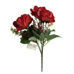 Artificial Red Rose Flower Bunch